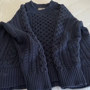 J. Crew Dark Blue Cable Knit Sweater